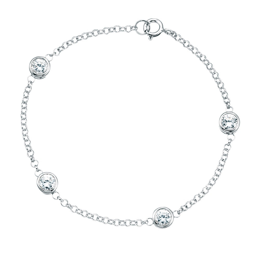 Beginnings Station Bracelet in sterling silver with spaced cubic zirconia.