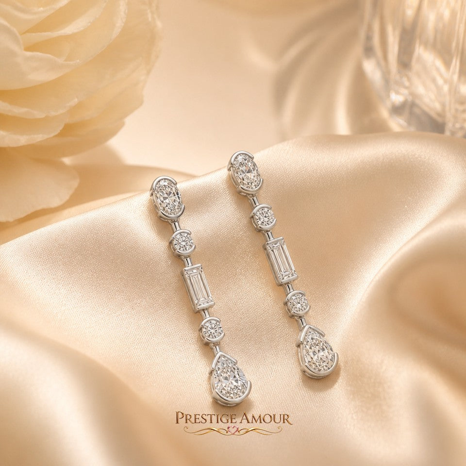 Diamonfire Elongated Half Bezel Drop Earrings