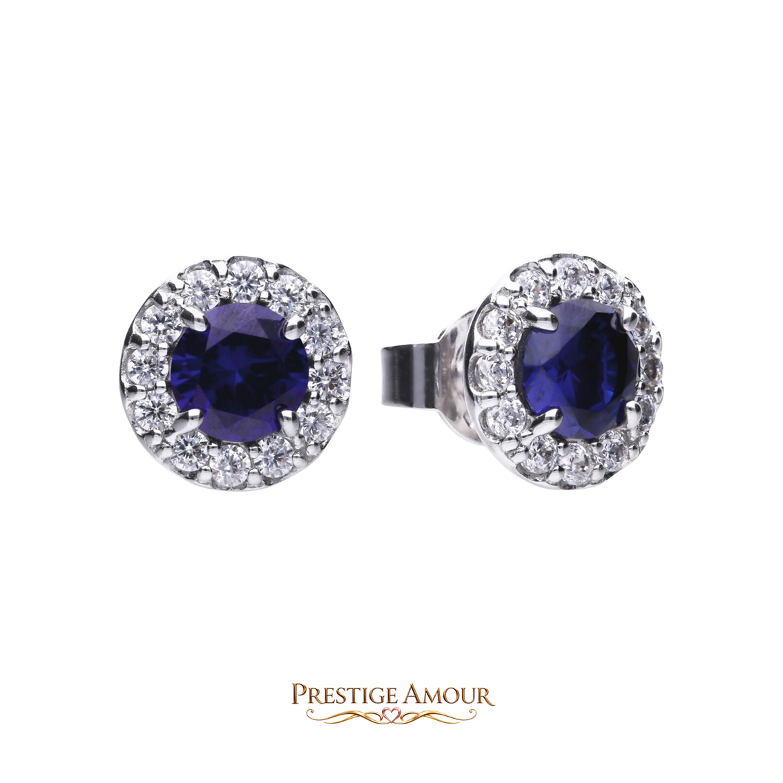 Round Colour Pavé Stud Earrings – Sterling Silver