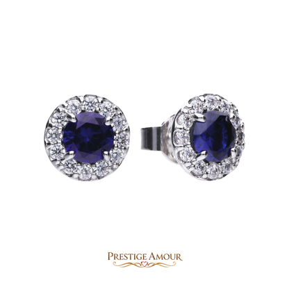 Round Colour Pavé Stud Earrings – Sterling Silver