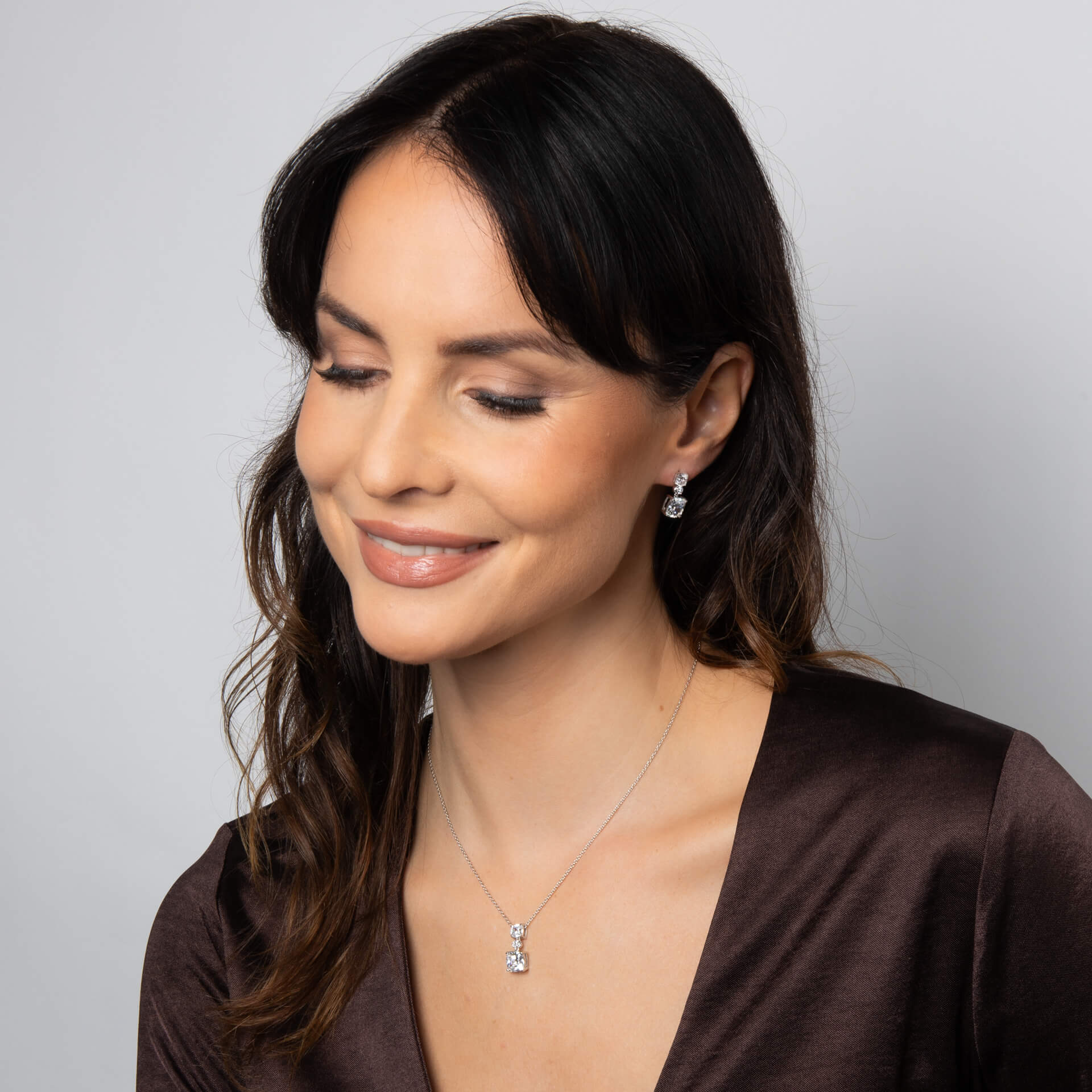 Diamonfire Radiant & Oval Cut Drop Pendant-2