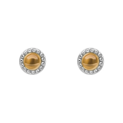 Beginnings milgrain-edged birthstone stud earrings in sterling silver with a semi-precious cabochon.