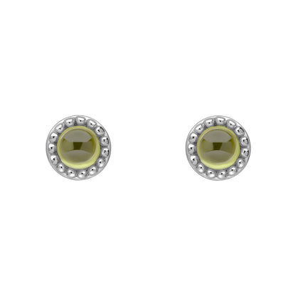 Beginnings milgrain-edged birthstone stud earrings in sterling silver with a semi-precious cabochon.
