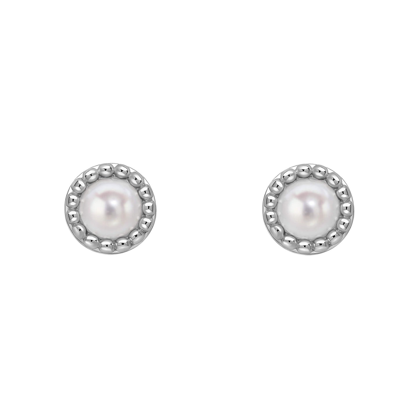 Beginnings milgrain-edged birthstone stud earrings in sterling silver with a semi-precious cabochon.