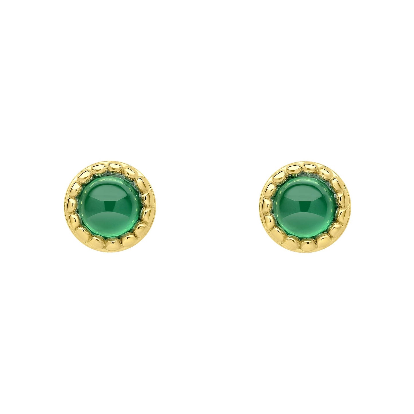 Beginnings milgrain-edged birthstone stud earrings in sterling silver with a semi-precious cabochon.