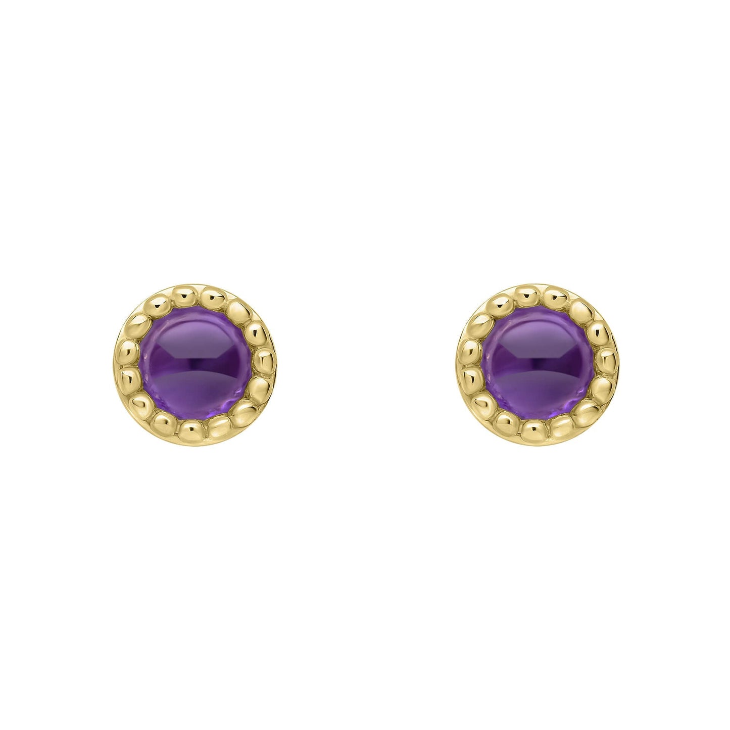 Beginnings milgrain-edged birthstone stud earrings in sterling silver with a semi-precious cabochon.