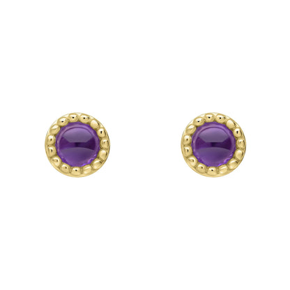 Beginnings milgrain-edged birthstone stud earrings in sterling silver with a semi-precious cabochon.