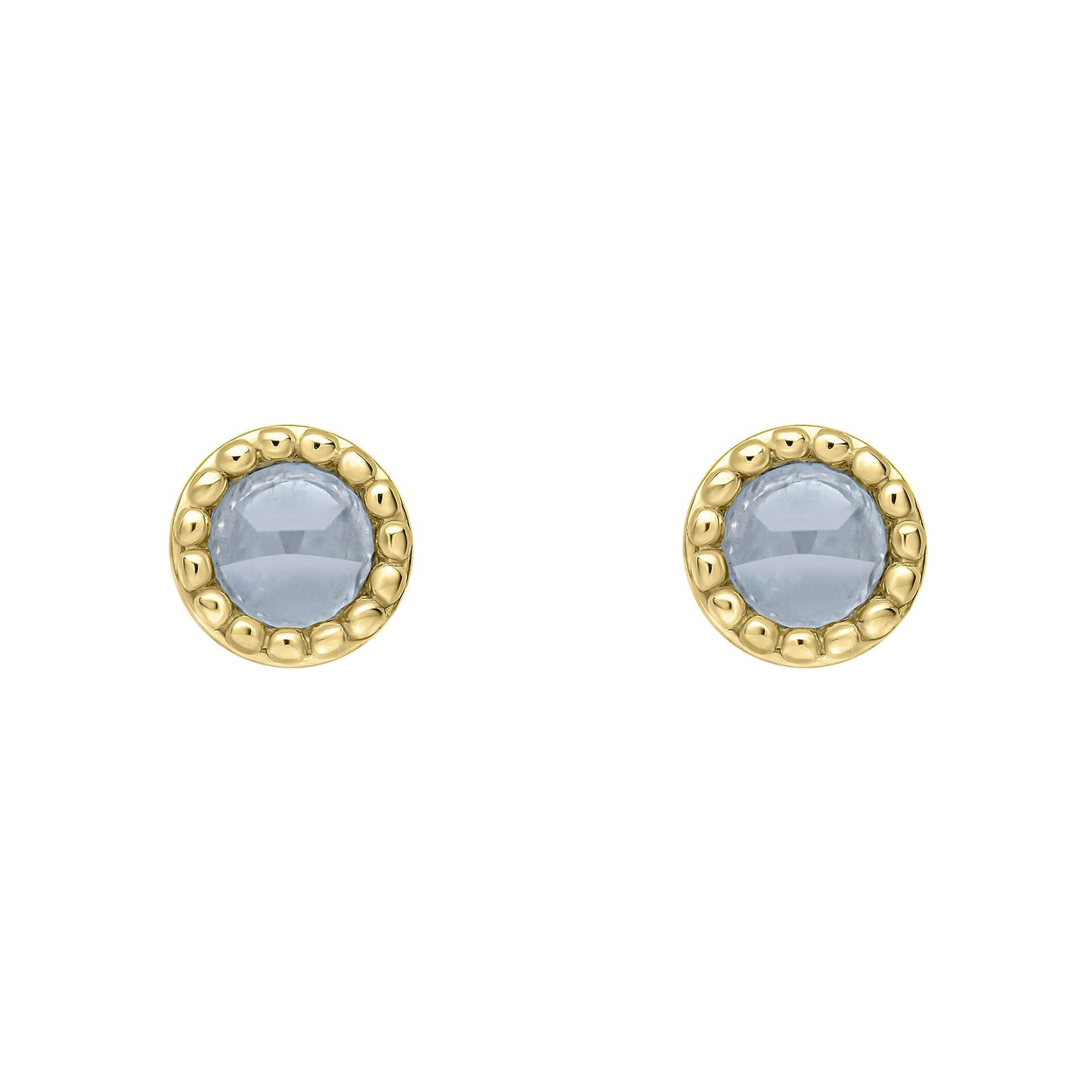 Beginnings milgrain-edged birthstone stud earrings in sterling silver with a semi-precious cabochon.