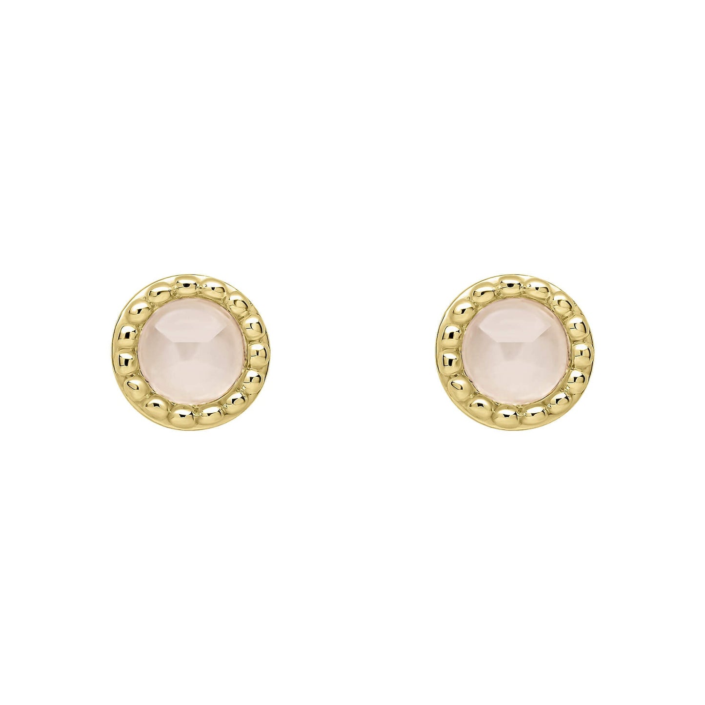 Beginnings milgrain-edged birthstone stud earrings in sterling silver with a semi-precious cabochon.