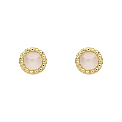 Beginnings milgrain-edged birthstone stud earrings in sterling silver with a semi-precious cabochon.