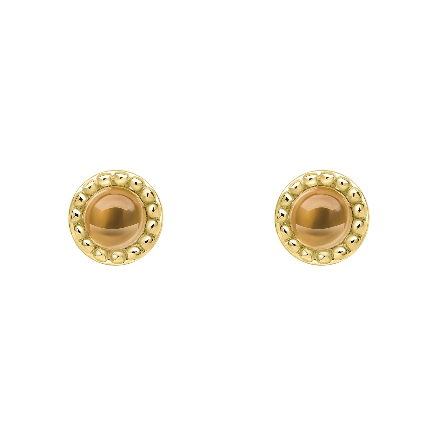 Beginnings milgrain-edged birthstone stud earrings in sterling silver with a semi-precious cabochon.