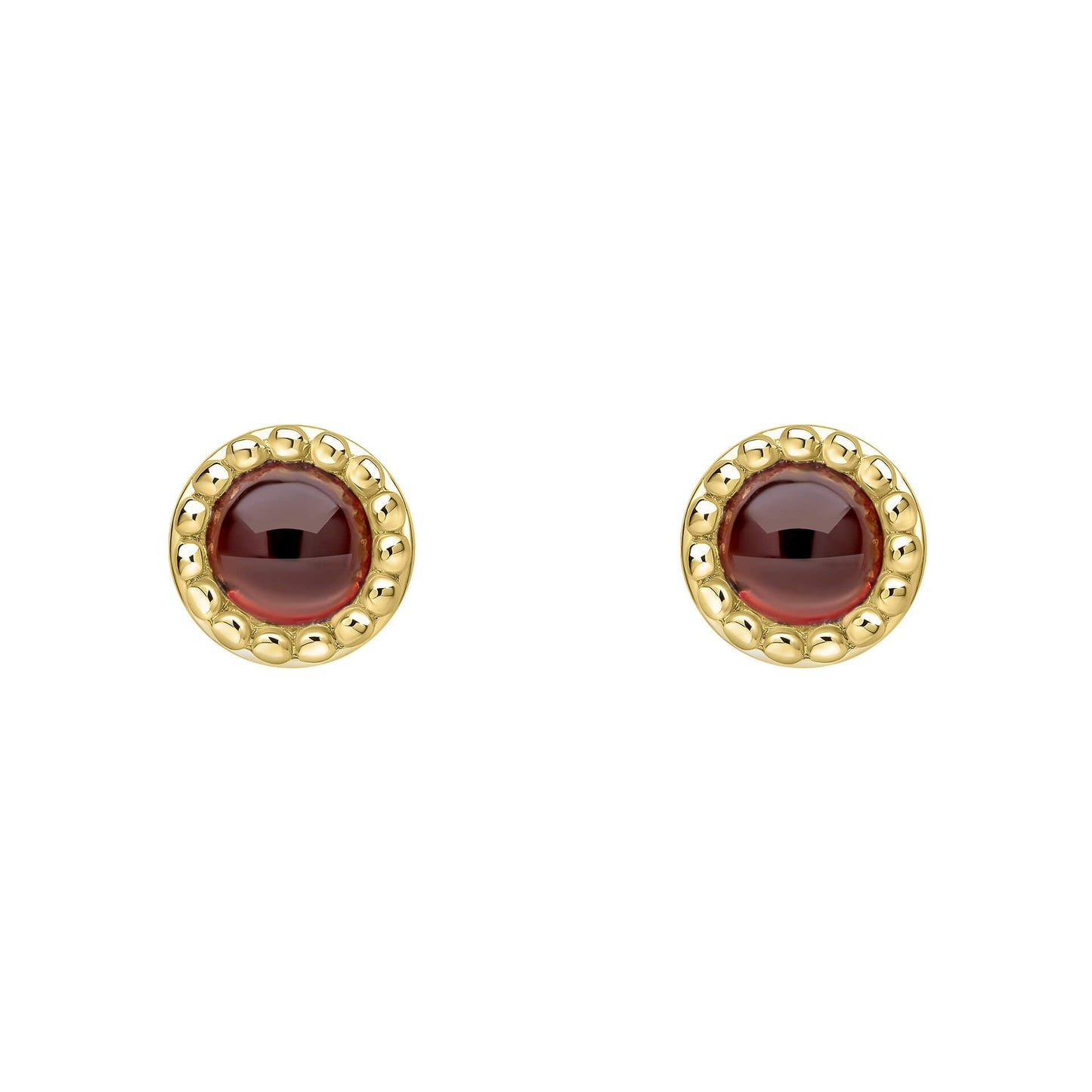 Beginnings milgrain-edged birthstone stud earrings in sterling silver with a semi-precious cabochon.