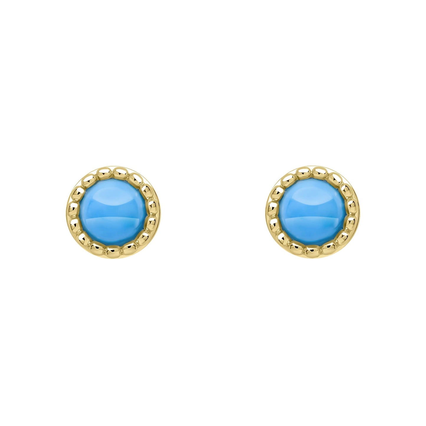 Beginnings milgrain-edged birthstone stud earrings in sterling silver with a semi-precious cabochon.