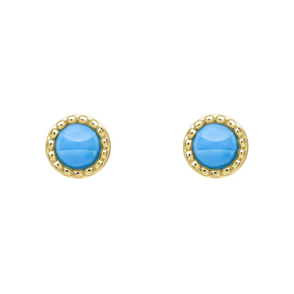 Beginnings milgrain-edged birthstone stud earrings in sterling silver with a semi-precious cabochon.