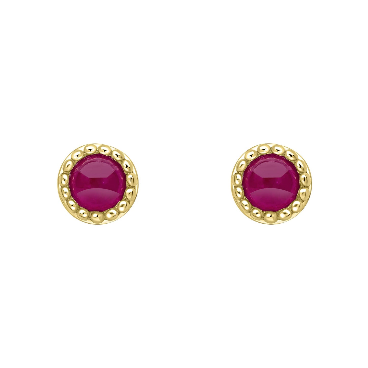 Beginnings milgrain-edged birthstone stud earrings in sterling silver with a semi-precious cabochon.