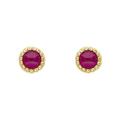 Beginnings milgrain-edged birthstone stud earrings in sterling silver with a semi-precious cabochon.