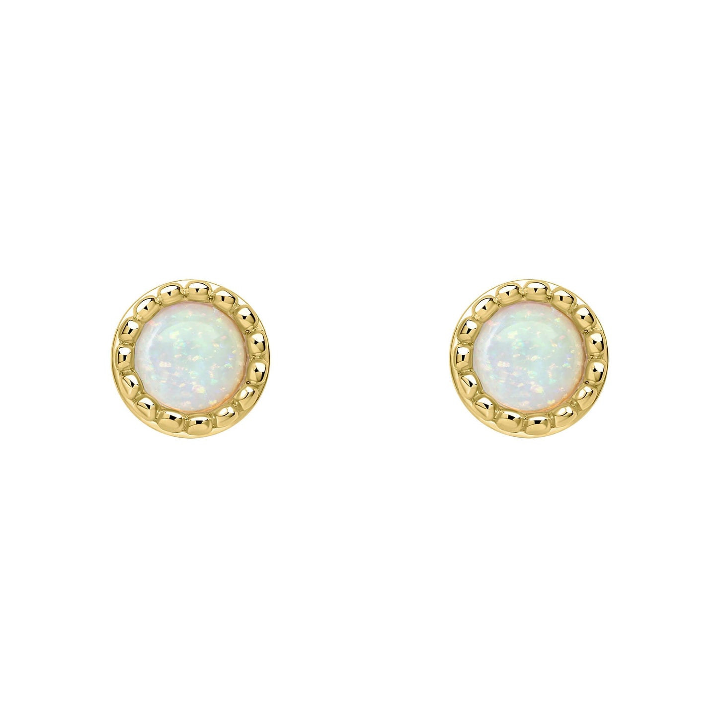 Beginnings milgrain-edged birthstone stud earrings in sterling silver with a semi-precious cabochon.