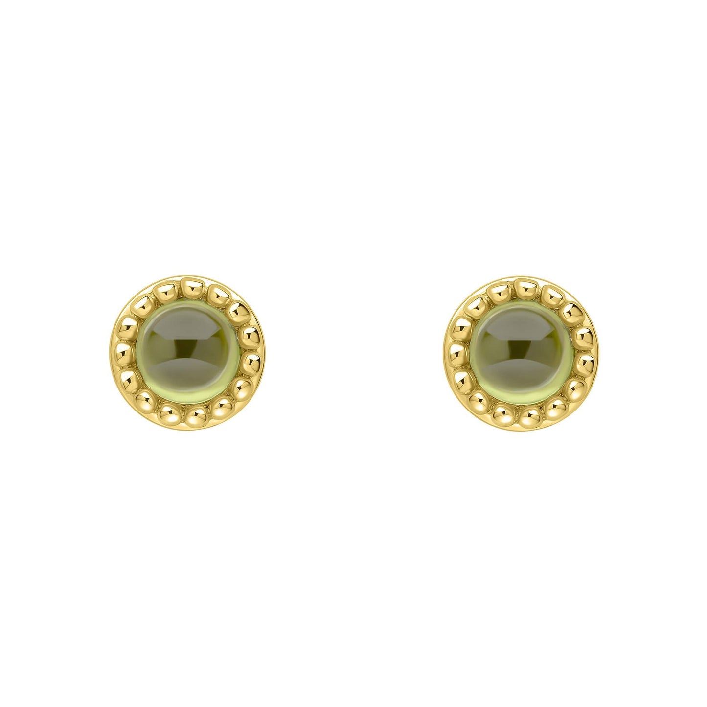 Beginnings milgrain-edged birthstone stud earrings in sterling silver with a semi-precious cabochon.