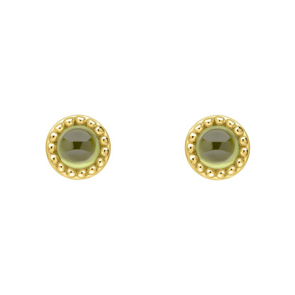 Beginnings milgrain-edged birthstone stud earrings in sterling silver with a semi-precious cabochon.