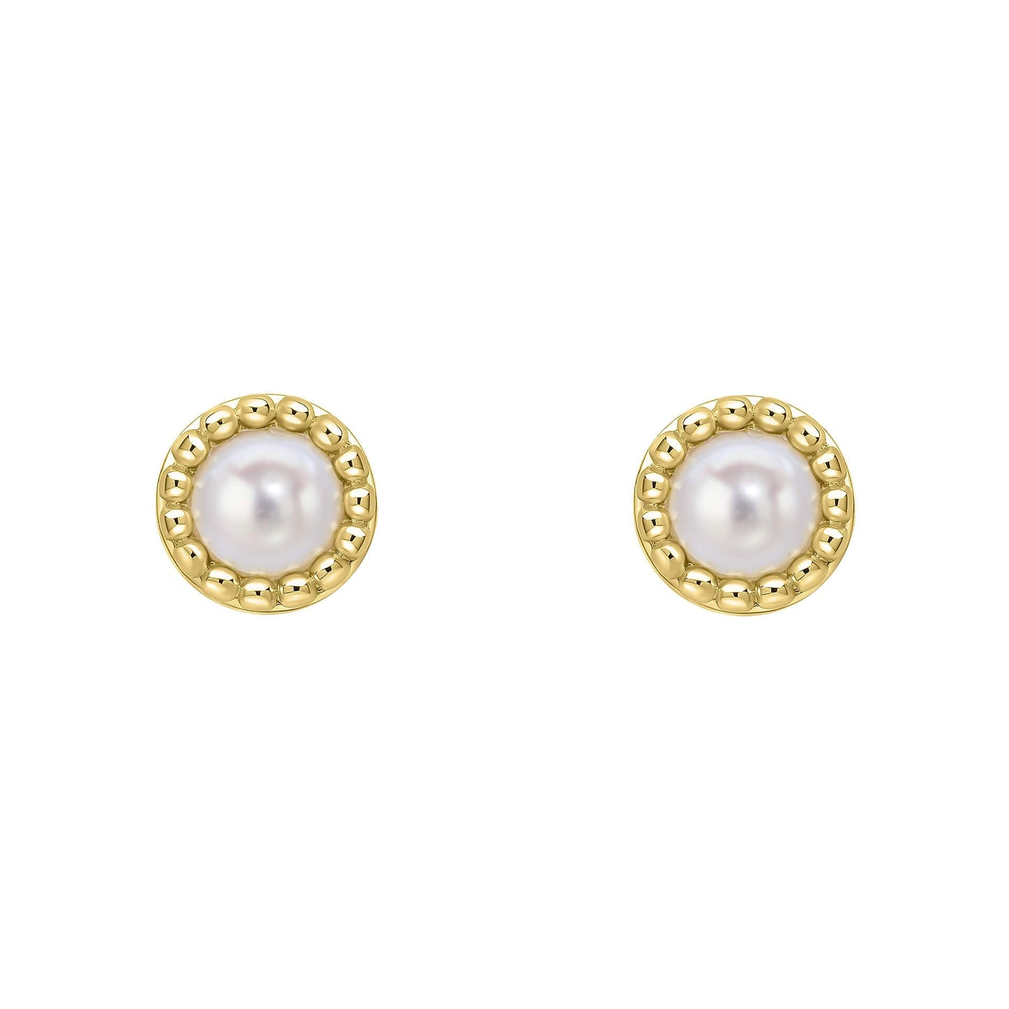 Beginnings milgrain-edged birthstone stud earrings in sterling silver with a semi-precious cabochon.