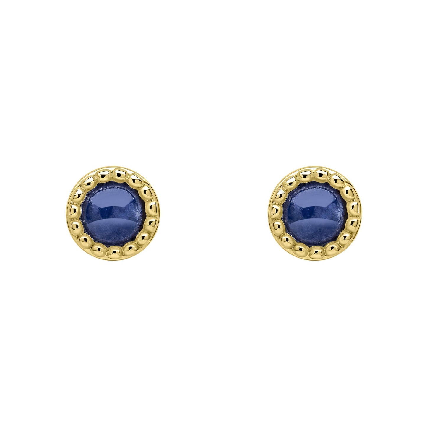 Beginnings milgrain-edged birthstone stud earrings in sterling silver with a semi-precious cabochon.
