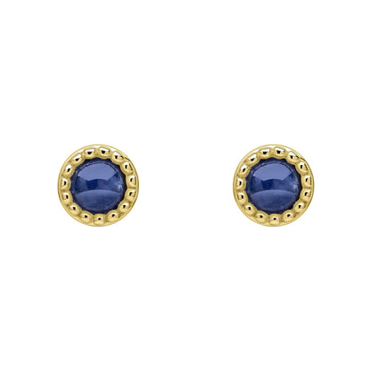 Beginnings milgrain-edged birthstone stud earrings in sterling silver with a semi-precious cabochon.