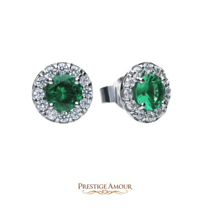 Round Colour Pavé Stud Earrings – Sterling Silver