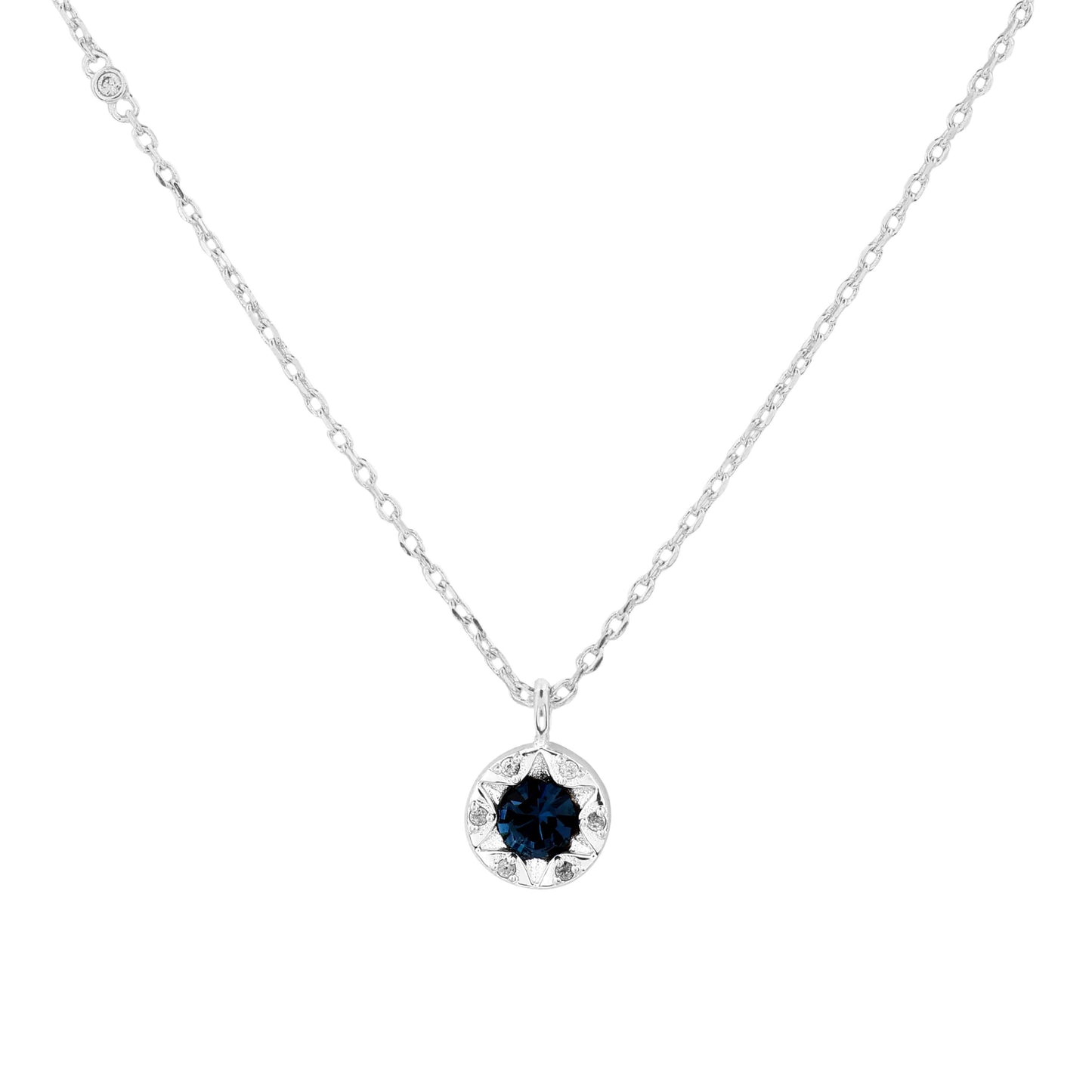 Laura Ashley Bowen Star Crystal Necklace in plated recycled brass with a crystal centre.