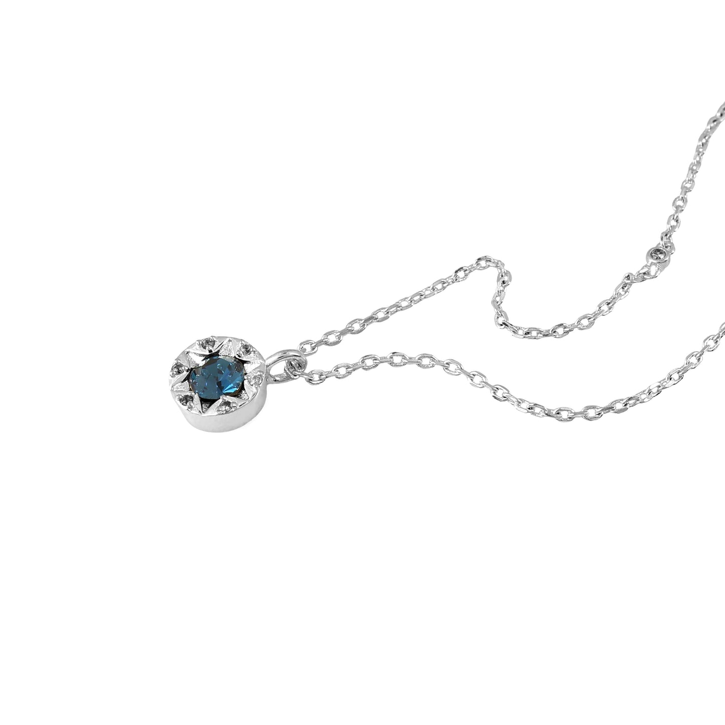Side view of the Laura Ashley Bowen Star Crystal Necklace.
