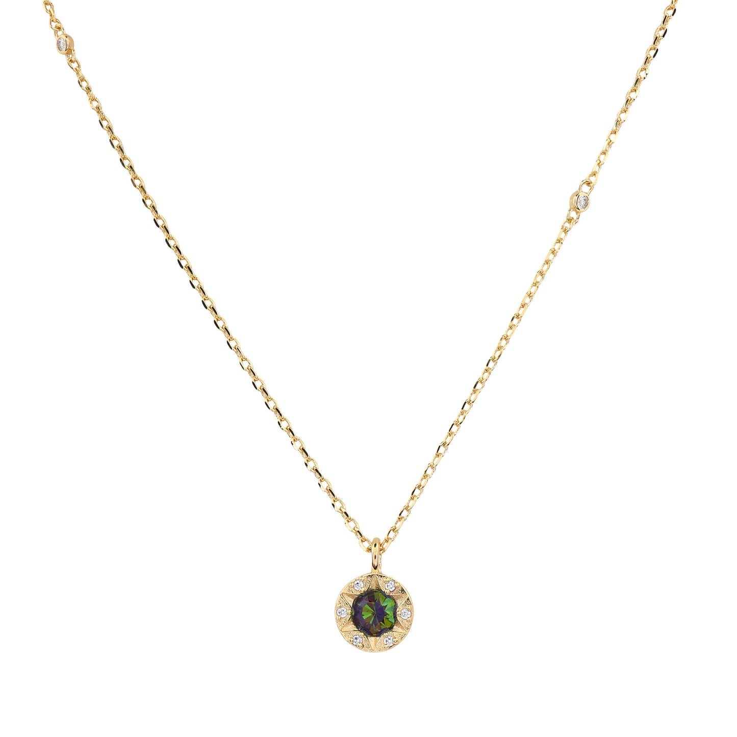 Laura Ashley Bowen Star Crystal Necklace in plated recycled brass with a crystal centre.