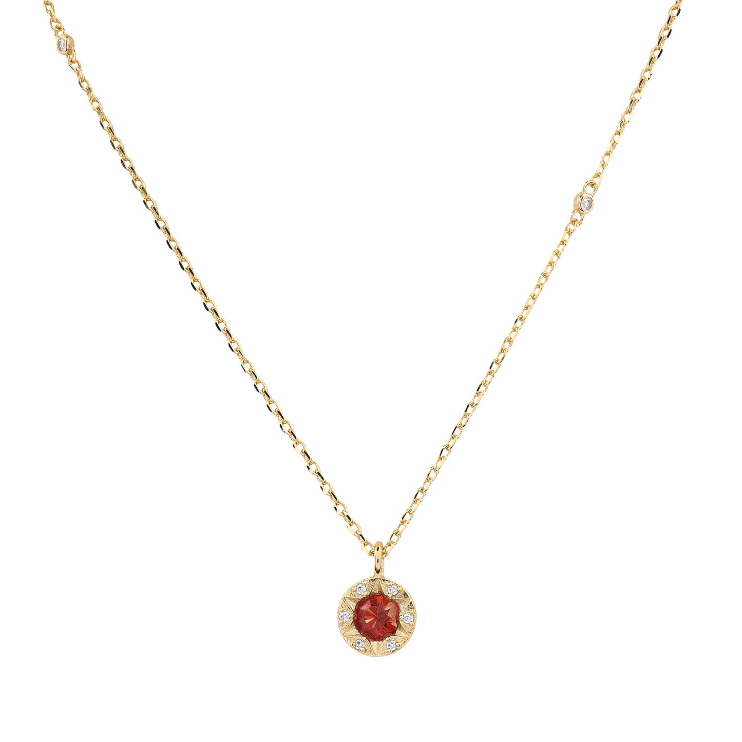 Laura Ashley Bowen Star Crystal Necklace in plated recycled brass with a crystal centre.