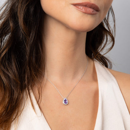 Zirconia Halo Teardrop Pendant – Sterling Silver