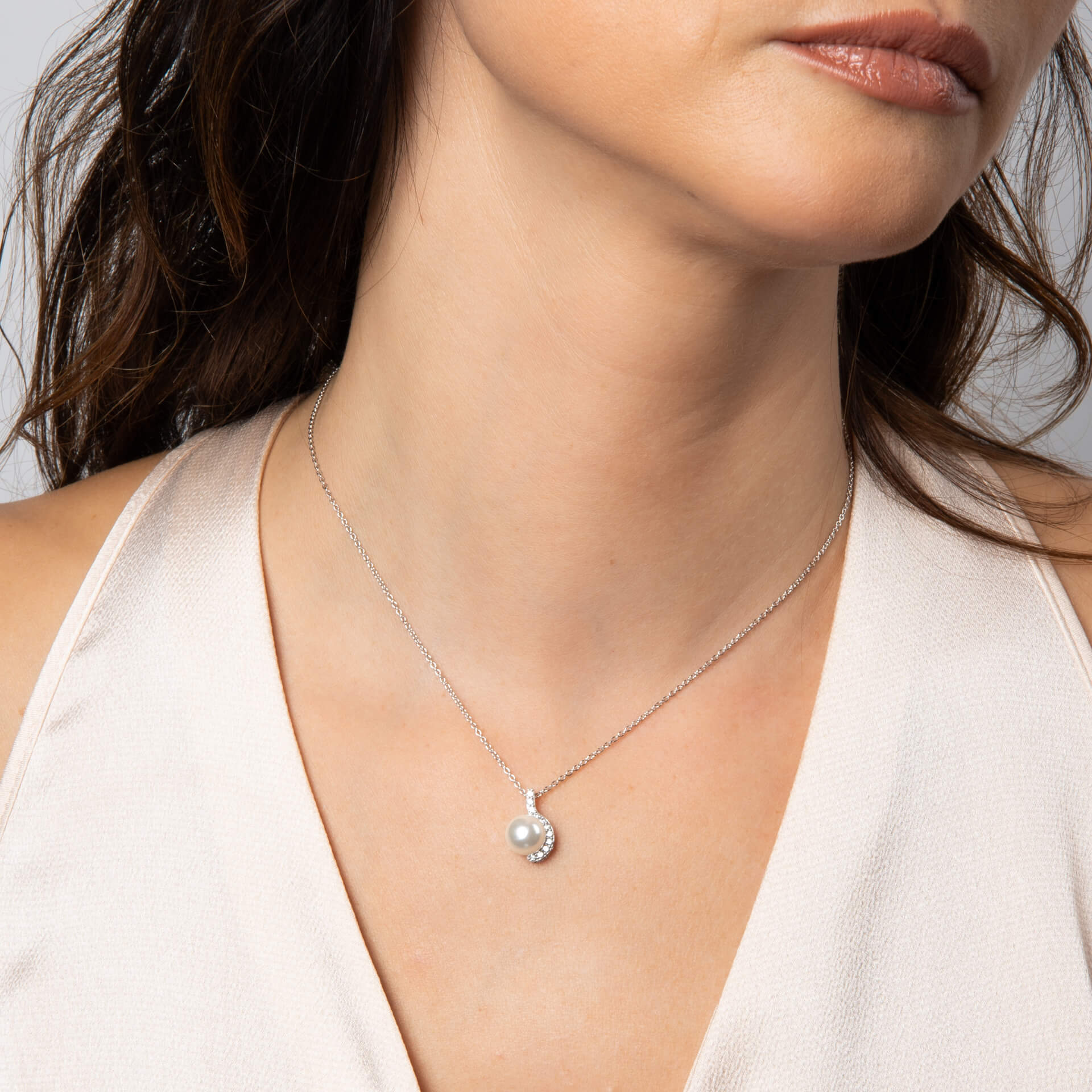 Diamonfire Half Halo Pearl Pendant-1