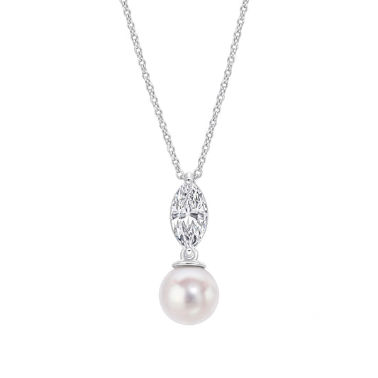 Diamonfire Marquise Pearl Drop Pendant-0