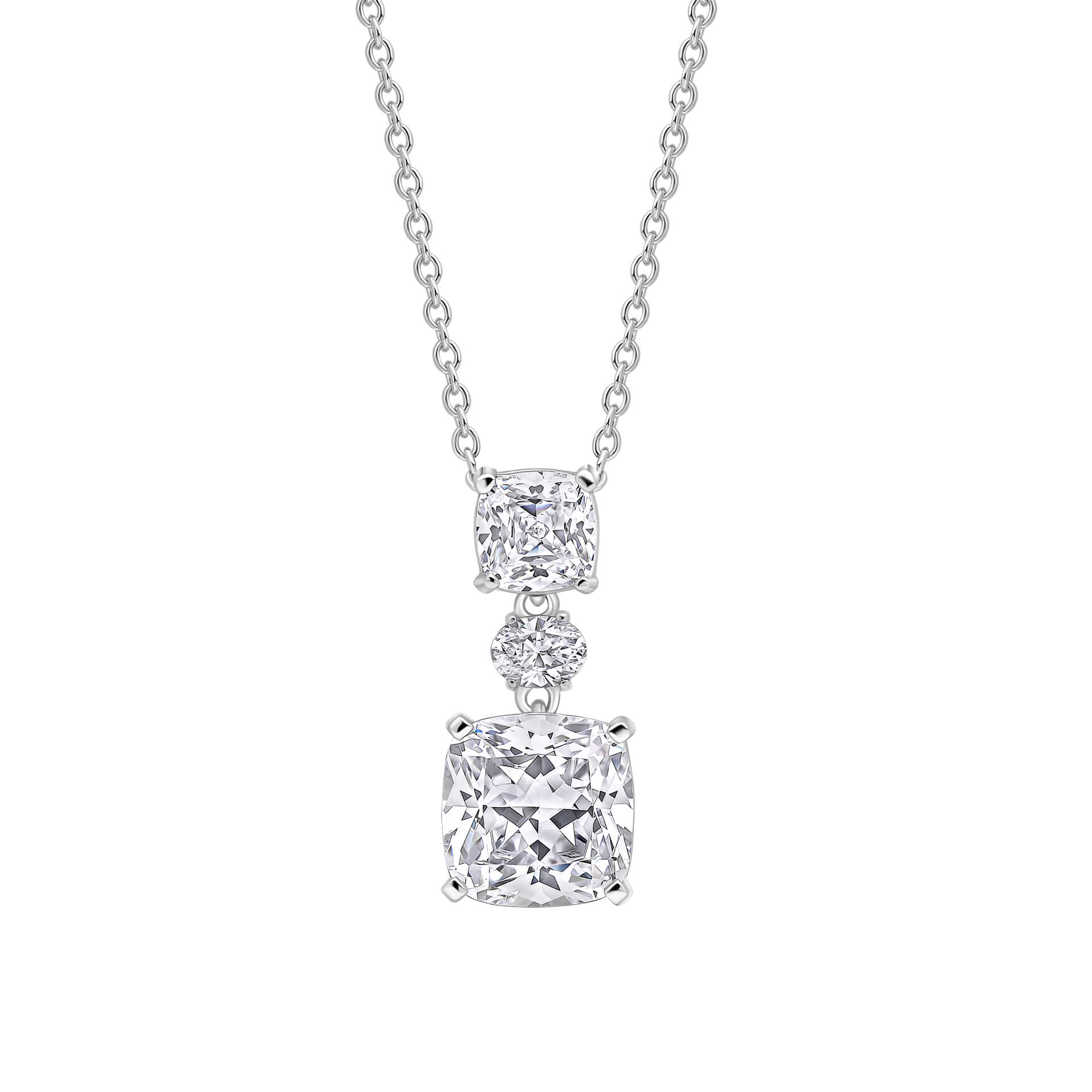 Diamonfire Radiant & Oval Cut Drop Pendant-0