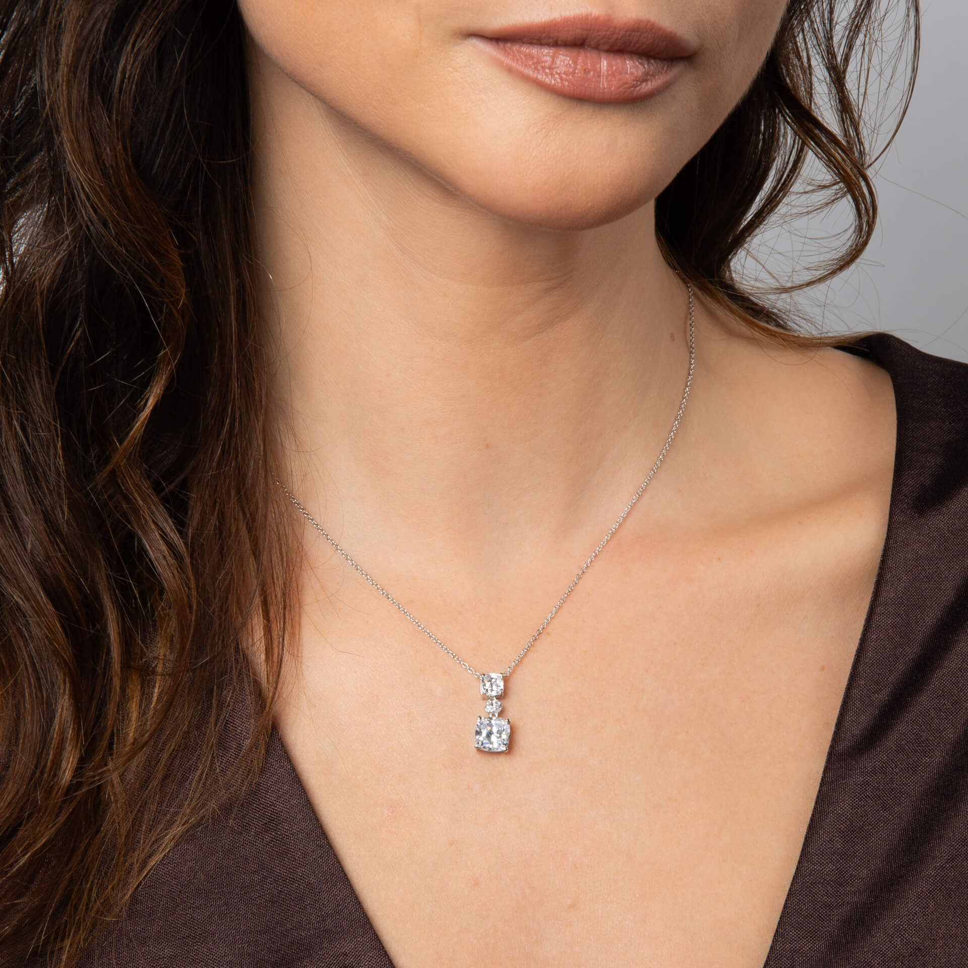 Diamonfire Radiant & Oval Cut Drop Pendant-1