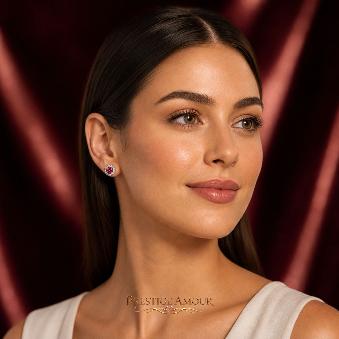 Round Colour Pavé Stud Earrings – Sterling Silver