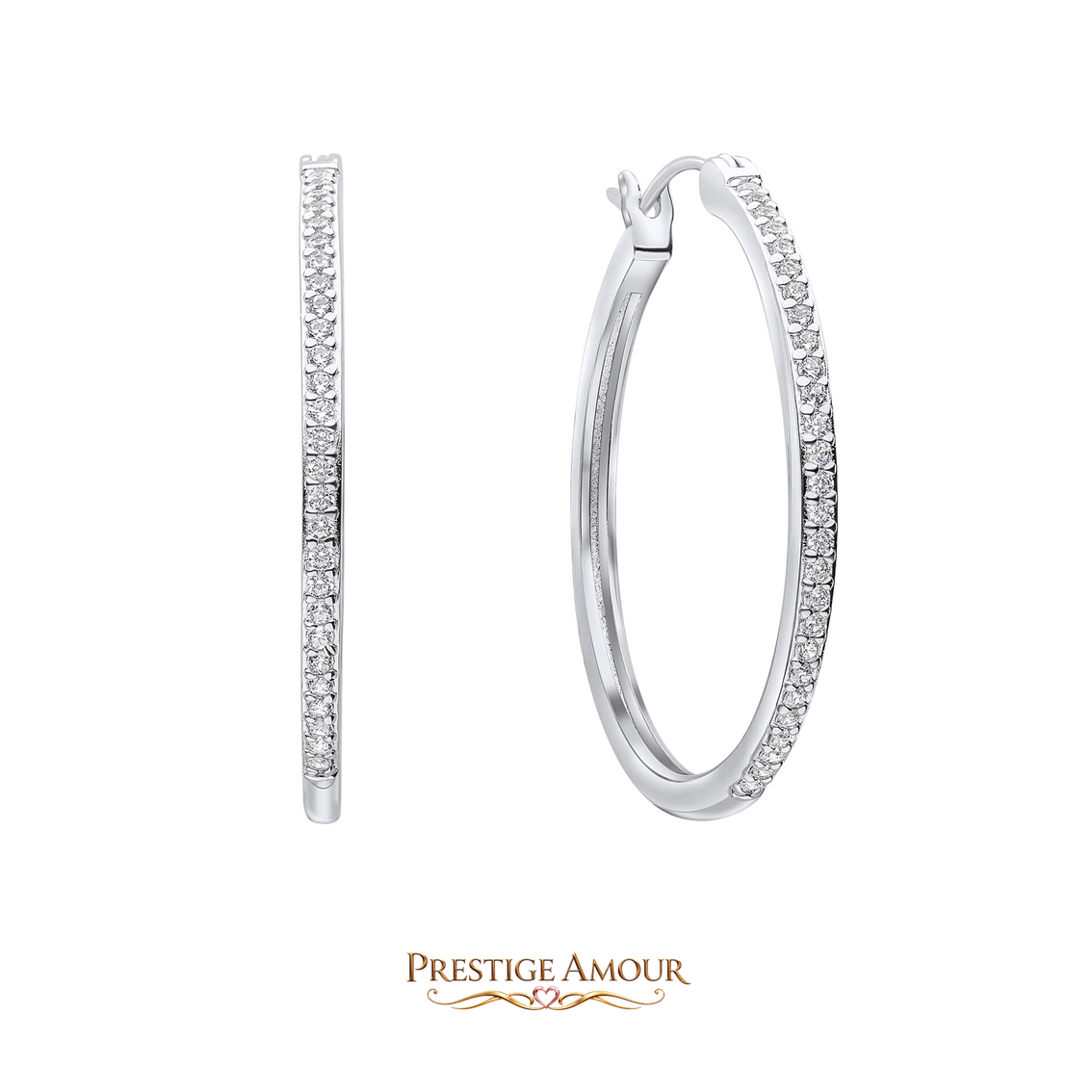 33mm Large Hoop Earrings – Sterling Silver, Triple Plated
