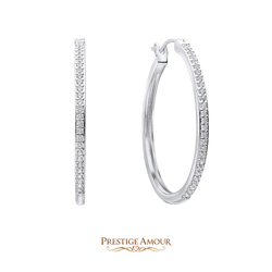 Diamonfire 33mm Large Hoop Earrings by Prestige Amour, product photo on a plain background.