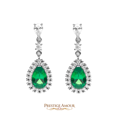 Teardrop & Pavé Surround Earrings – Sterling Silver