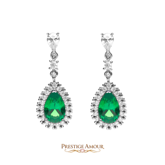 Teardrop & Pavé Surround Earrings – Sterling Silver