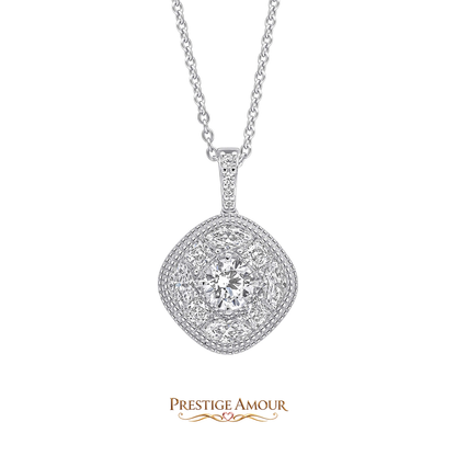 Pavé Stippled Pendant – Sterling Silver, Triple Plated