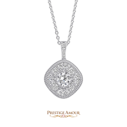 Pavé Stippled Pendant – Sterling Silver, Triple Plated
