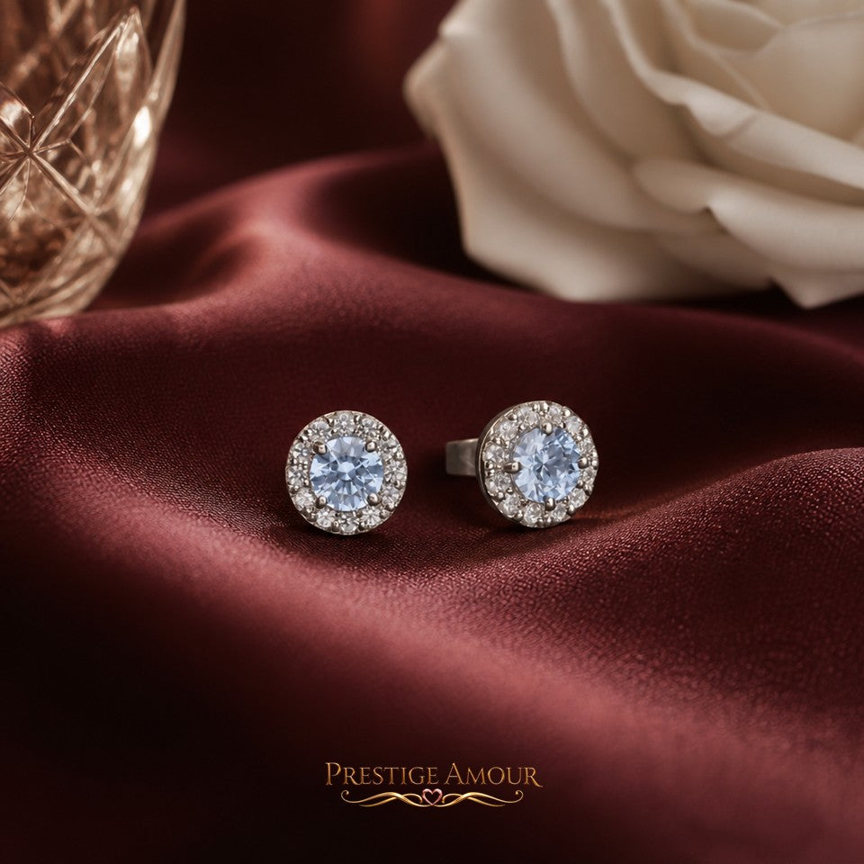 Diamonfire Blue Pave Set Stud Earrings