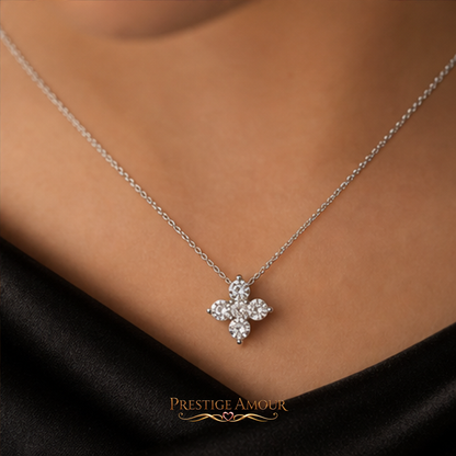 Zirconia Cluster Flower Pendant – Sterling Silver, Triple Plated