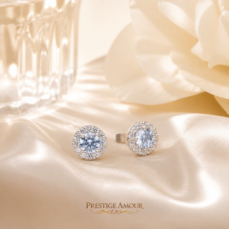 Diamonfire Blue Pave Set Stud Earrings