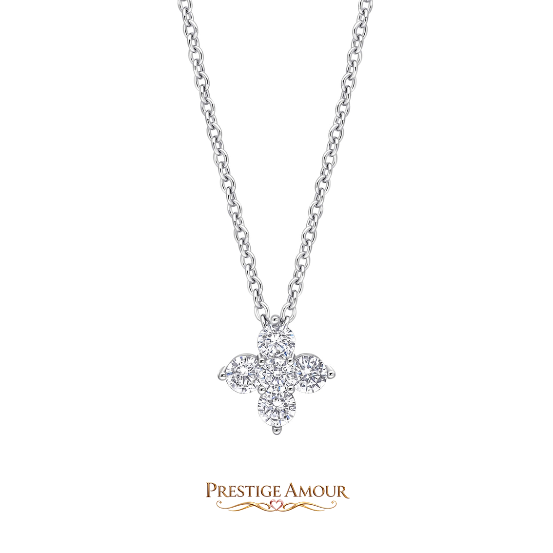 Zirconia Cluster Flower Pendant – Sterling Silver, Triple Plated