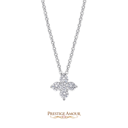 Zirconia Cluster Flower Pendant – Sterling Silver, Triple Plated