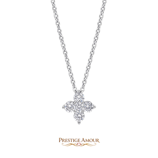 Zirconia Cluster Flower Pendant – Sterling Silver, Triple Plated
