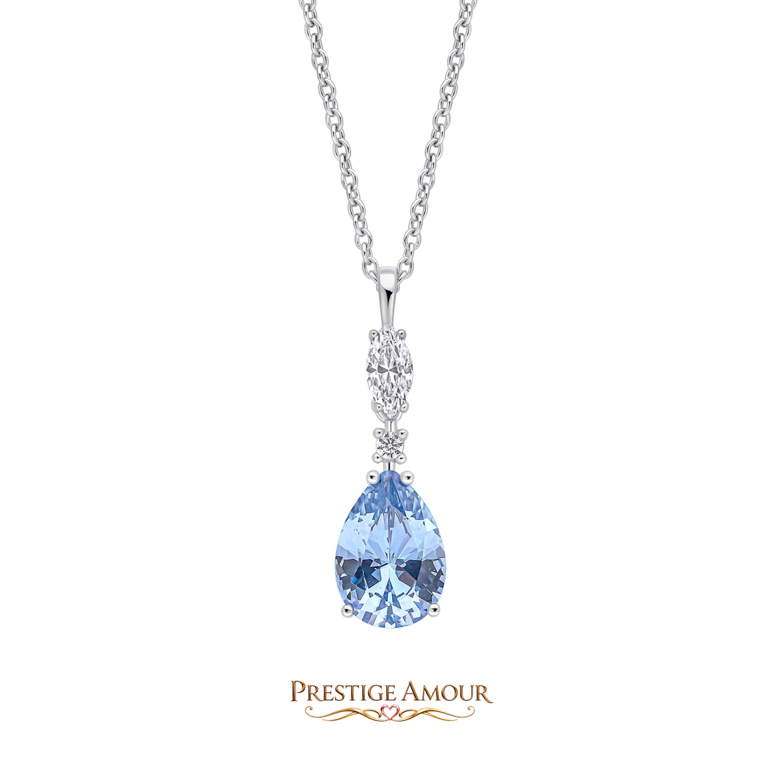 Teardrop and Marquise Drop Pendant – Sterling Silver, Triple Plated